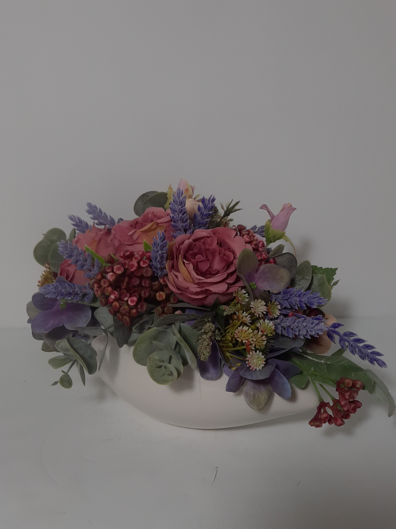 Composizione Di Fiori Artificiali In Vaso - Ortensie E Rose Rosa In Seta - Decorazione Casa 15x15x23 Cm